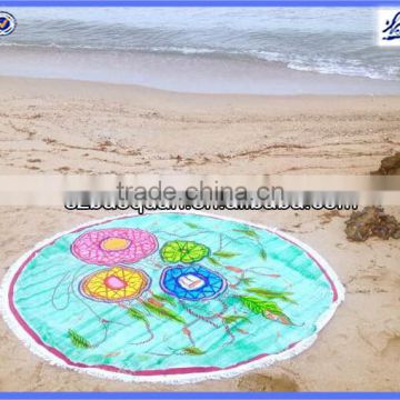 custom printed circle beach towels round yoga mat printed round polyester scarf