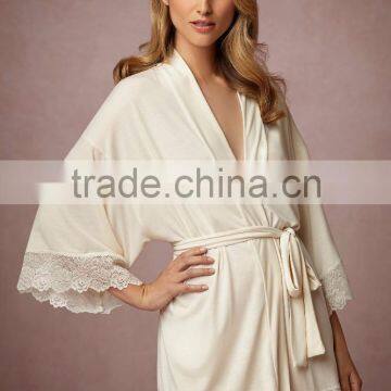 China top grade modal bridesmaid wedding lace bath robe