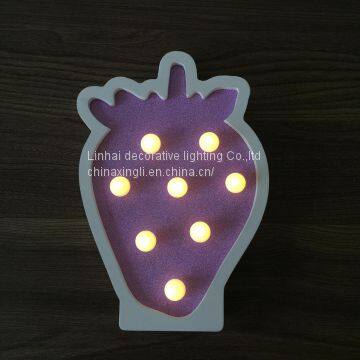 purple wooden led strawberry lighting night light