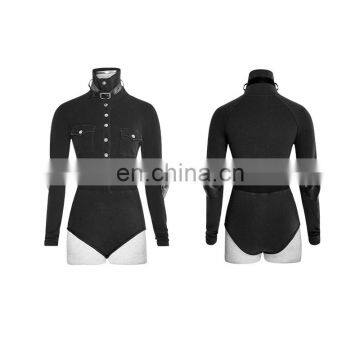 Punk Rave gothic military long sleeve standing collar body T-434