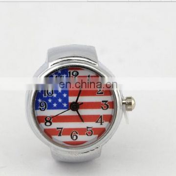 Fashion fine USA UK flag elastic finger ring watch