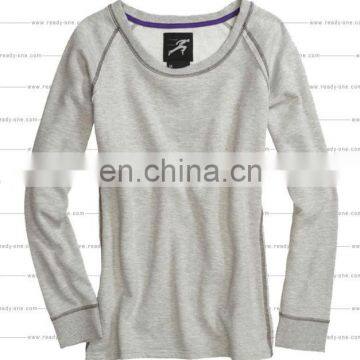 Soft fitted trim fashionable long sleeve women sweatshirt
