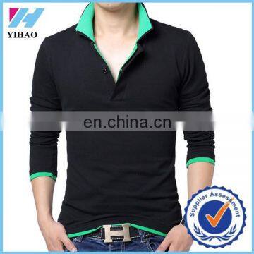 Dongguan Yihao mens fashion t shirts High quality 2015 new fall fashion men's long sleeve T shirt lapel 3XL 4XL 5XL