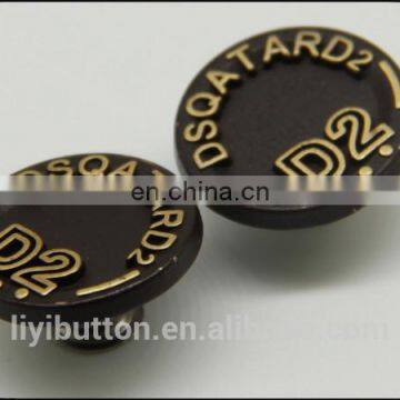 thick antique brass metal zinc alloy button for jeans, fashion zinc alloy button for plants