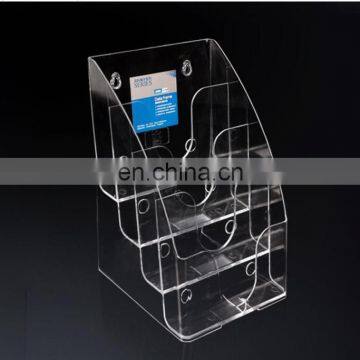 4 Tier Acrylic Brochures Menu Magazine Holder For Wall Mounted orTabletop