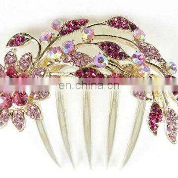 2013 newest fashion alloy rhinestone hair comb fork