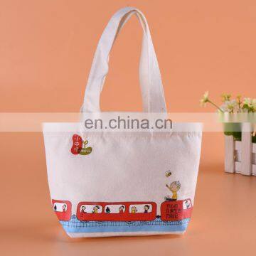 Flat Bottom Cotton Reusable Plain Tote Bag with Handles