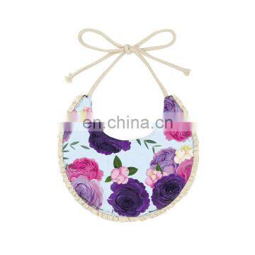 Purple blooming flower Printed Baby Bibs For Feeding Multiple Pattern