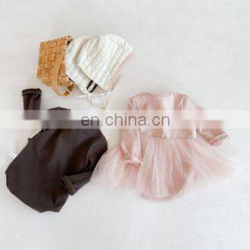 2020 Autumn Korean Version of Knitted Warm Baby Romper Vest Two-piece Children's One-piece Long-sleeved Bag Fart