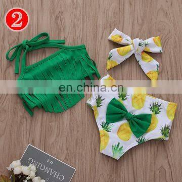 Kids Swim Suit Swimsuit Girls Cute 3Pcs Pineapple Newborn Baby Girls Tassels Swimwear Bathing Beachwear Young Girl Swimsuit