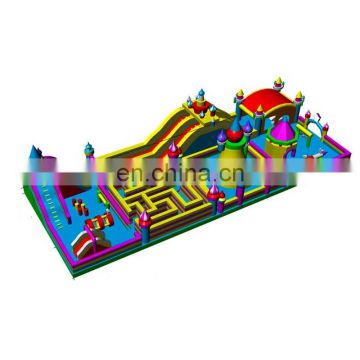 castle type kids inflatable amusement park,jumping bouncer slide with obstacle course and inflatable maze