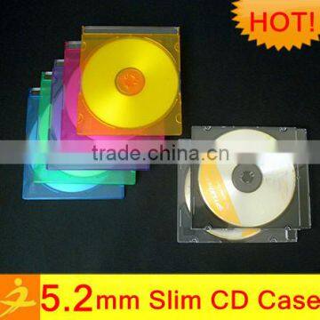 color/clear/black slim single 5.2mm PS cd dvd storage box