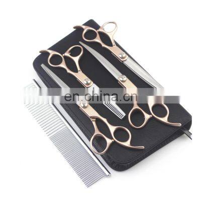 4Pcs 7Inch Gold Handle Hair Cutting Scissors Kit Professional Dog Grooming Hairdressing Scissors Kit Shear Hair Set photo-4