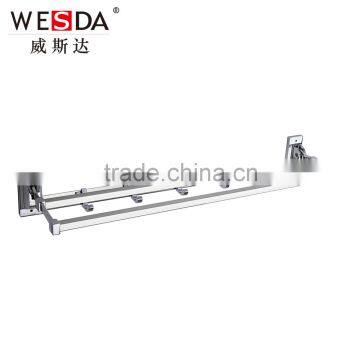 Wesda 90 degree rotation hotel bathroom tmetal towel shelf wall hook 2028