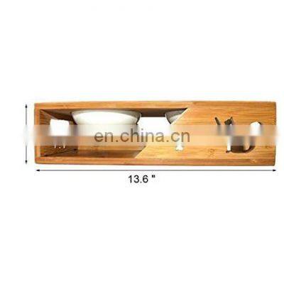 Bamboo Pet Bowl Elevated Dog Cat Food and Water Bowls Stand Feeder Poultry Feeder photo-3