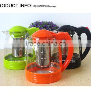 hot sale pyrex glass teapot with stainless steel strainer