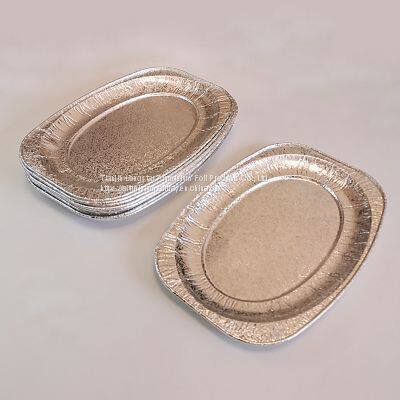 Oval Disposable Aluminum Foil Pans Embossing Tinfoil Fish Plate