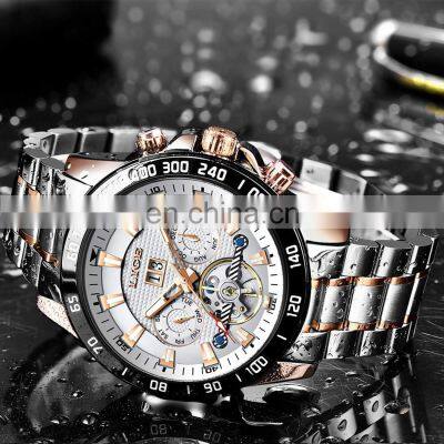 LIGE 10034 Mens Quartz Watch Automatic Mechanical Wristwatches Stainless Steel Watch Mens photo-4