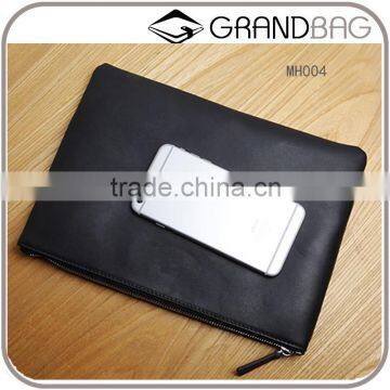 custom high quality cow leather men envelope clutch bag handbag for ipad for business