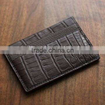 High Quality Wholesale Handmade Black Color Genuine Real Crocodile Alligator Skin Leather Credit Card Holder Purse Pocket Wallet photo-2