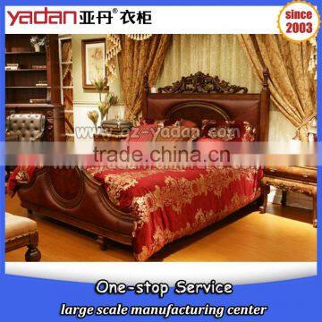 luxury furniture king size bed with carved upholstery headboard made in china