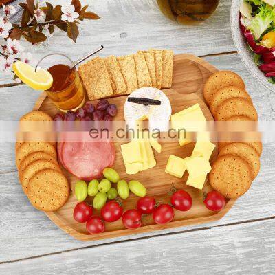 Customized High Quality Charcuterie Oval Bamboo Cheese Board With Knives