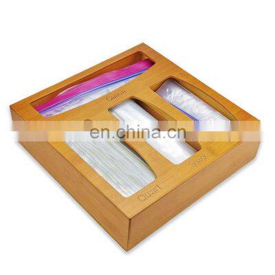 Ziplock Bag Storage Bag Kitchen Bamboo Dispenser Fiber Food Sandwich Organizer Holders For Drawer Kitchen & Tabletop