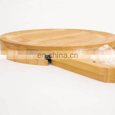 Large Square Wood Bamboo Cheese cutting Board and Knife Set Cheese Board with Knife Cutlery Set