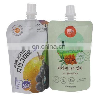 Custom print shaped juice spout pouch drinks stand up plastic packaging bag aluminum foil doypack with top