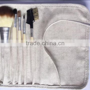 5pcs canvas bag bamboo handle Cosmetic Makeup Brush Set for girls