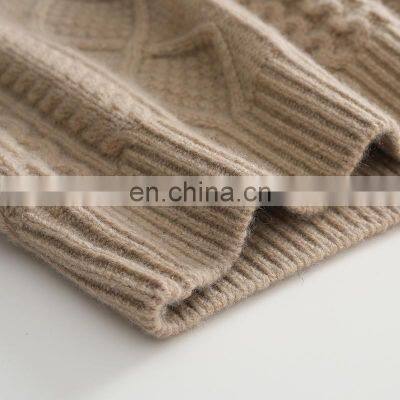 Custom Women's Winter Fashionable Thick Crew Neck Jumper Cable Knit Fashionable Winter Cashmere Sweater