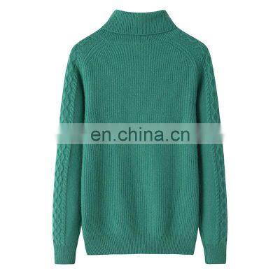 Women's Casual Winter Cashmere Turtleneck Sweaters Custom Rib Knitted Mock Neck Jumper Solid Pattern Pullovers With OEM Service photo-3
