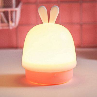 Drop Shipping Hot Selling Night Light Silicone LED Lamp Colorful Rabbit Shaped Touch Sensor USB Charging Silicon For Kids Gift photo-5