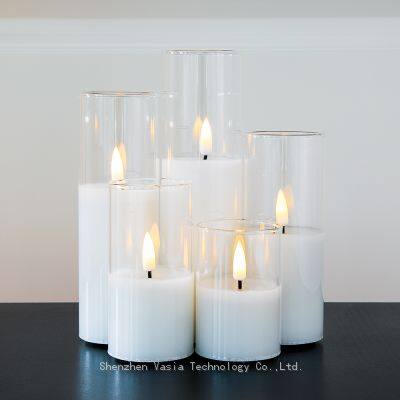 Wholesale dia 5cm White Glass LED Candles - Realistic Flicker Flame, for Halloween/Christmas Lighting - Factory Supply