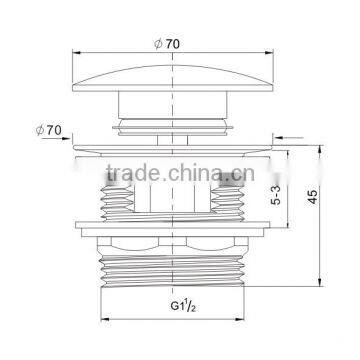 Polished Chrome Toe Touch Bath Drain Thread Bathtub Drain Stopper Push Pop-Up Drain With Overflow photo-2