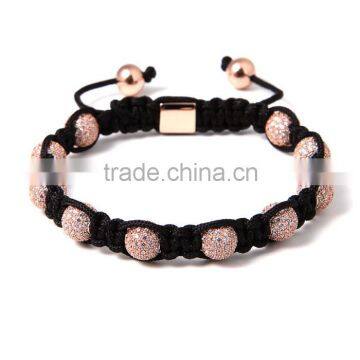 2016 Latest Design Vogue Jewellery Adjustable Charm Black Cord Bracelet Beads Bracelet With Diamond