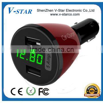 2015 Hot Selling Portable Dual USB Car Charger, Battery Car Charger