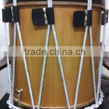 Marching Drum Made Of Ply Wood With White Rope Tension and Black Braces