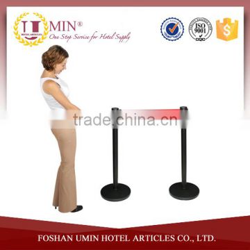 Retractable Black Tensabarrier Post for Queuing Stanchion