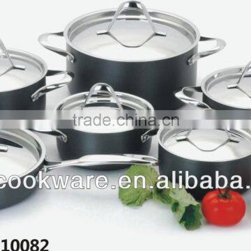 2015 New Products 12PCS High Quality 2.5mm Hard Anodized Aluminium Cookware Set With Casting Handle For Wholesale