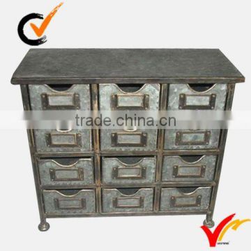 galvanized mini antique small drawing storage cabinet on table top