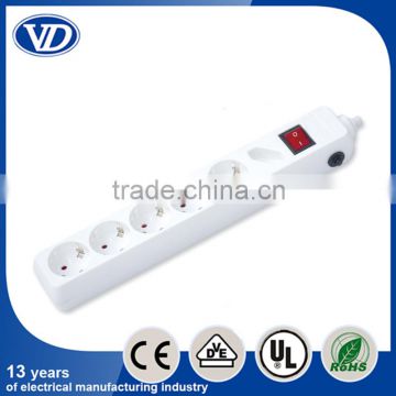 European 5 way extension socket with switch