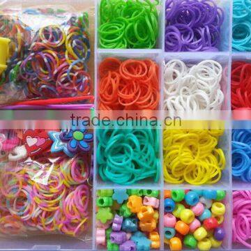 Look! High Quality Fashion Silicone Loom Bands Bracelet Kit in Bulk!!! Rubber Loom Bands Kit With Cheap Design DIY Bracelet!