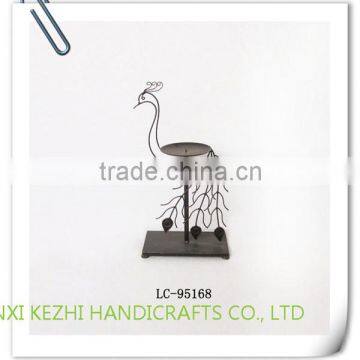 LC-95168 Antique iron metal tealight peacock candle holder
