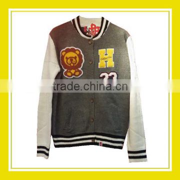 2016 Fashion Products Bros Baby Lion Terry Cloth Unisex White Long Sleeve Grey Baseball Jersey Jacket