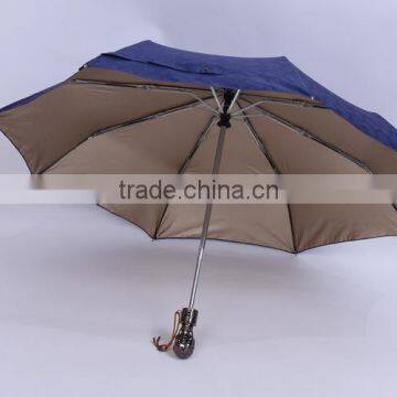 auto open and closed 3-fold promotional umbrella with gold coating