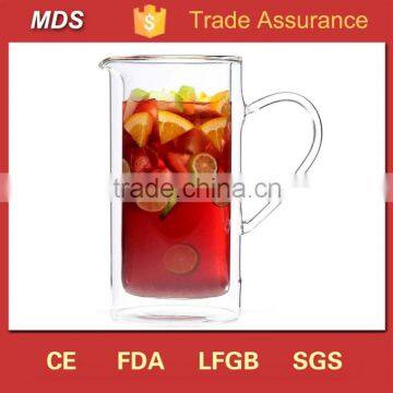 Wholesale decorative double wall heat resistant glass jug