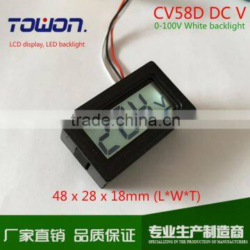 CV58D 3-Wire DC0-100V Digital Voltmeter Blue LCD Display LED Backlight Monitor Need DC 3.8-28V Auxiliary Power Supply photo-3