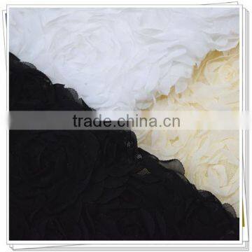 Laser Polyester webbing quipure rose flower mesh fabric