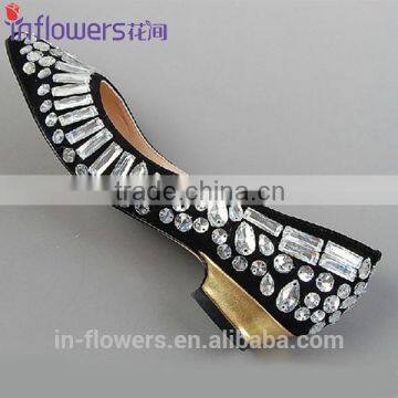 White rhinestones flat shoes for women